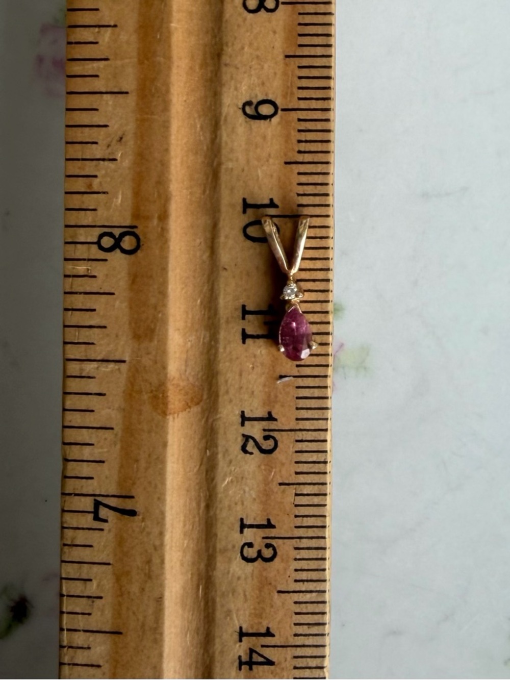 14k solid gold pink tourmaline pear teardrop pendant - mejuri catbird inspired - Picture 9 of 9